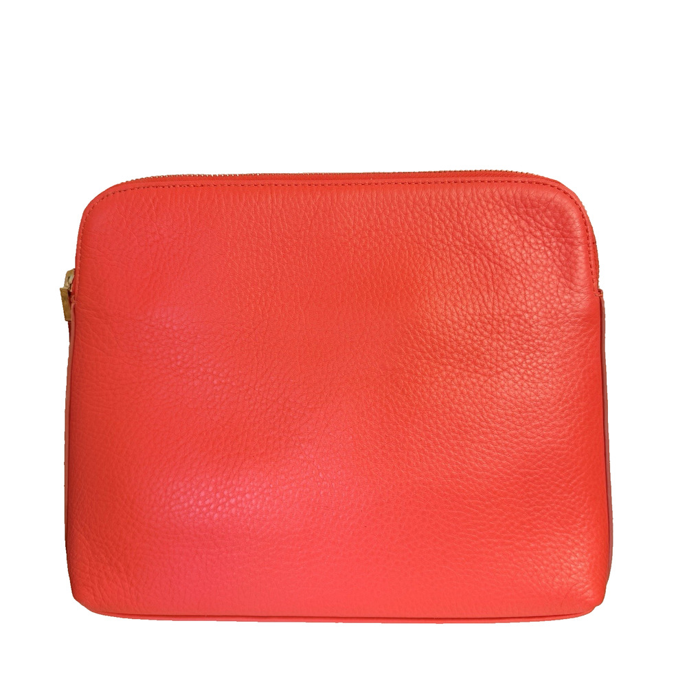 India Hicks Orange Leather Insider Clutch Zip Top Organizer Bag iPad Sleeve NWOT